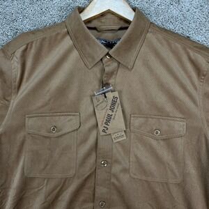 Paul Jones Shirt Mens Medium Tan Corduroy Long Sleeve Button Down Classic PJ NEW